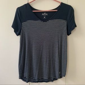 hollister striped v-neck tee